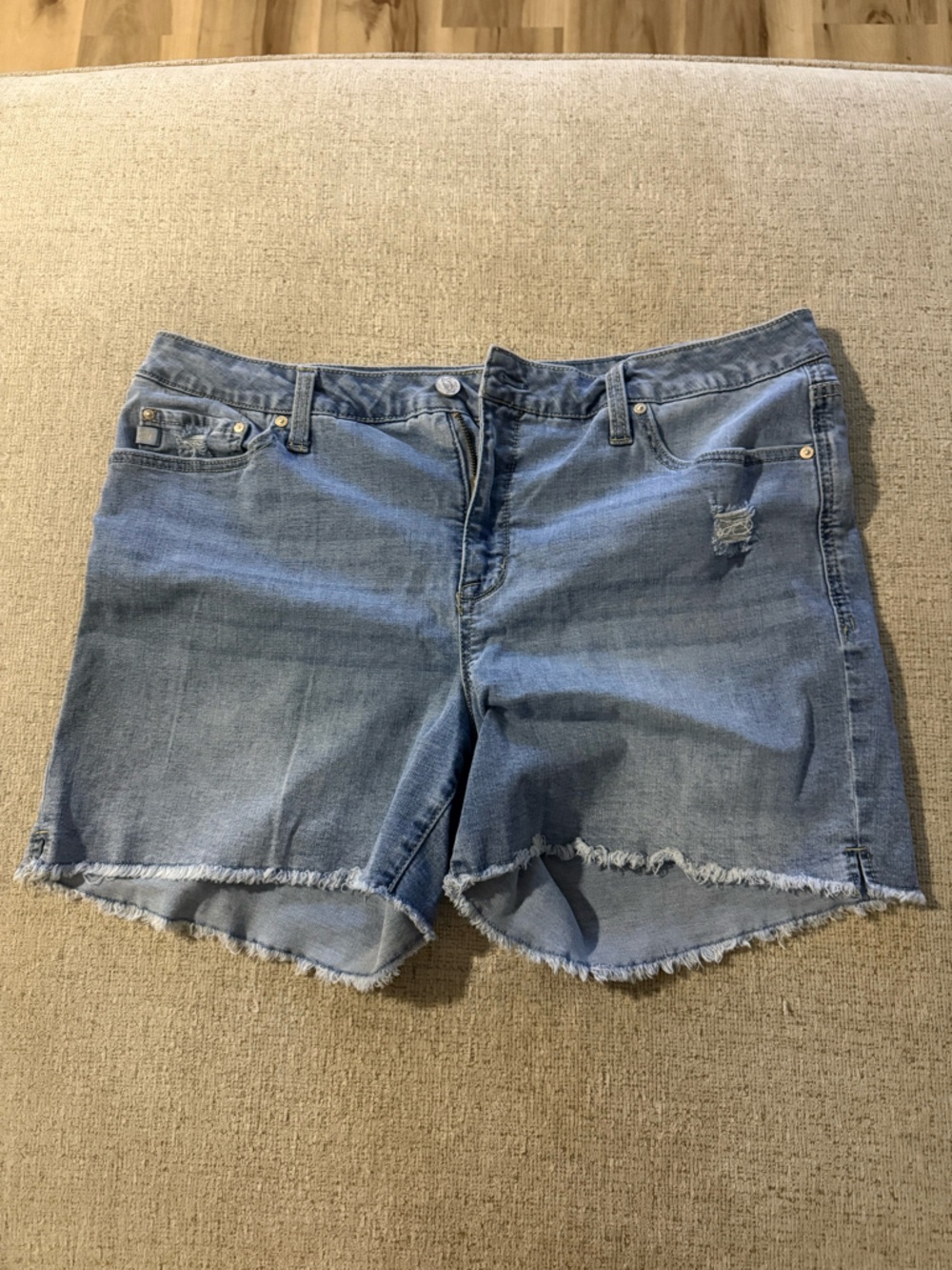 Seven7 Light Blue Distressed Denim Cutoff Shorts